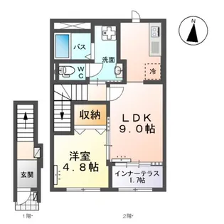 多賀城市明月アパート【2階】の間取り