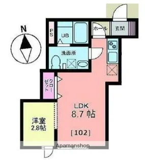 メリディアン白鳥【1階】の間取り