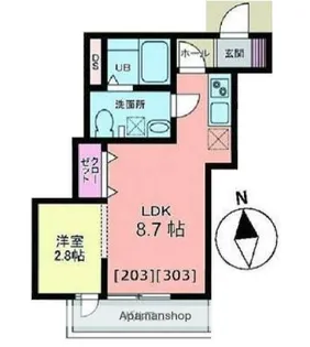 メリディアン白鳥【2階】の間取り