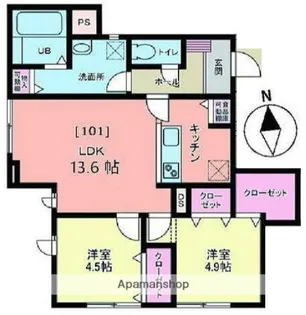 メリディアン白鳥【1階】の間取り