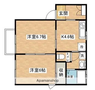 チコリー若葉【A102号室】の間取り