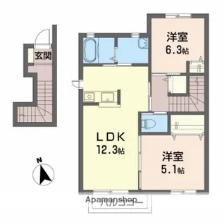 メゾンソレイユⅡ【202号室】の間取り