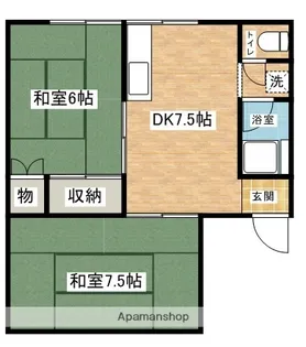 コーポフジイⅡ【102号室】の間取り