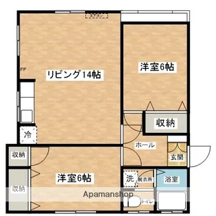 2LDKの間取り画像