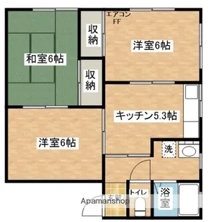 パープルⅡ【2-2号室】の間取り