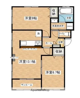 アンソレイユ【301号室】の間取り
