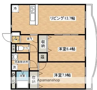 ヴューコート石弥【302号室】の間取り