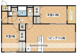 ヴューコート石弥【405号室】の間取り