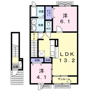 サニーマーヨバレーA【2階】の間取り