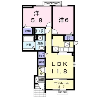 フラワープレイスK Ⅱ【1階】の間取り