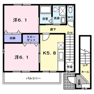 シャイニー・ドゥェル【2階】の間取り