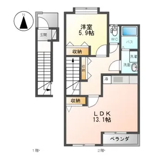 メゾンコンフォート【202号室】の間取り