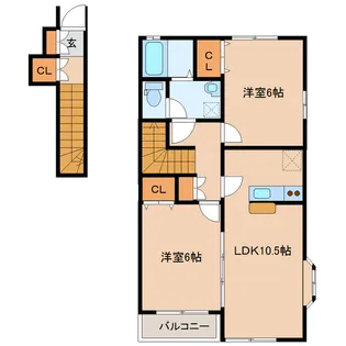 宮城県東松島市赤井字有明【アパート】の間取り