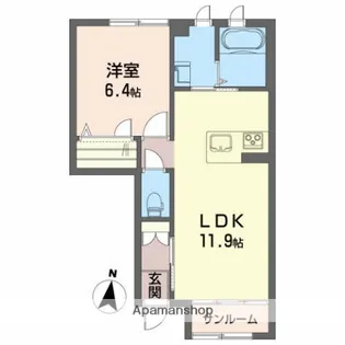 アルフラット【1階】の間取り