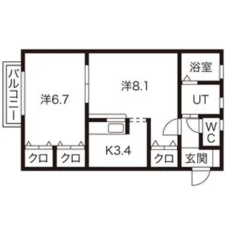 スターディオ エス【2階】の間取り