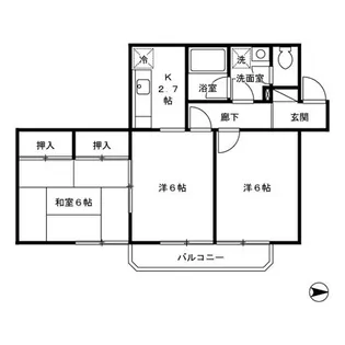 川の辺ハイツ【1階】の間取り