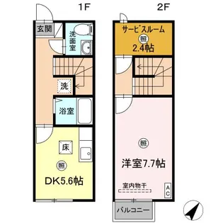 宮城県東松島市矢本字西新町【テラスハウス】の間取り
