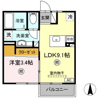 DーROOM伝上山【2階】の間取り