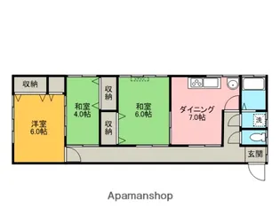 若樹コーポ【2D号室】の間取り