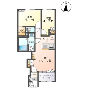 多賀城市新田アパート【1階】の間取り
