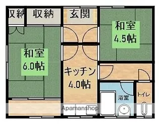 秋田県大仙市飯田字屋舗通【アパート】の間取り