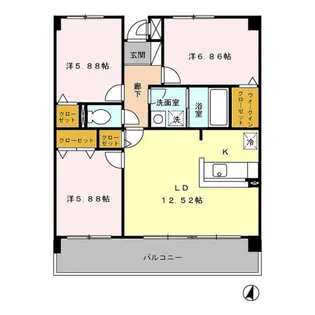 グランディール山王【1階】の間取り