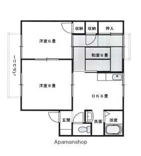タウンハウス上の町B【2階】の間取り