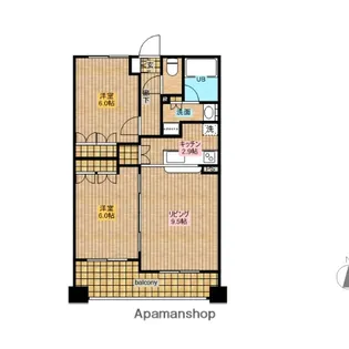 サンデュエル山王【603号室】の間取り