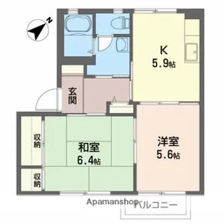 秋田県秋田市御所野元町4丁目【アパート】の間取り