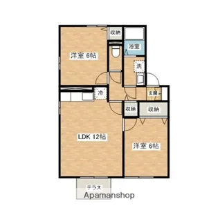 シャインパークカガヤ A【102号室】の間取り