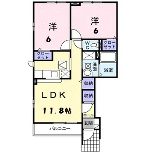 ミューズ・パルコA【1階】の間取り