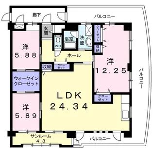 フォンダシオン【3階】の間取り