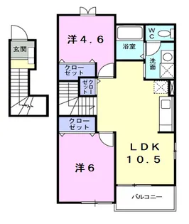 メゾンかつまた 東棟【2階】の間取り