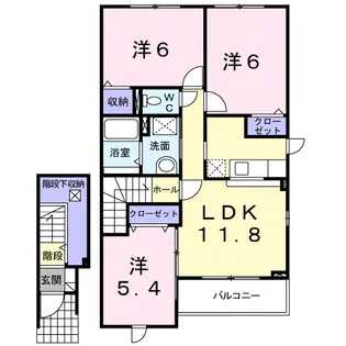 サンライズスクエアC【2階】の間取り