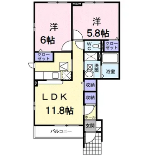 パークヒルズむらさきのB【1階】の間取り