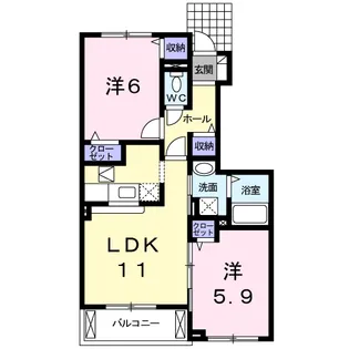 カルム樹海B棟【1階】の間取り