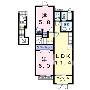 カーサ フェリーチェⅠ【2階】の間取り