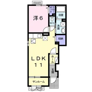 サニーヒルズD【1階】の間取り