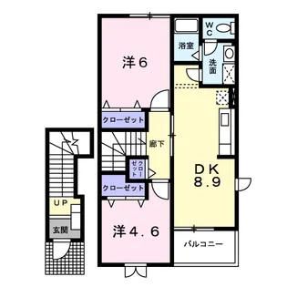ボヌールタカナオ【2階】の間取り