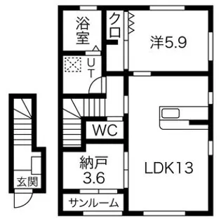 サンルーチェ柳田【205号室】の間取り