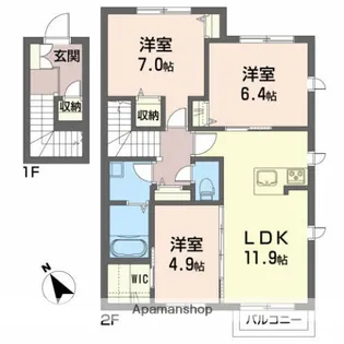 アトリエール楢山A【201号室】の間取り
