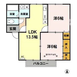 クレール一ツ森【1階】の間取り