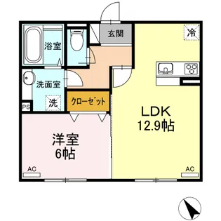 セジュールシスバトー【1階】の間取り