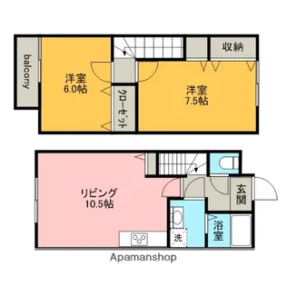 秋田県秋田市牛島東1丁目【アパート】の間取り