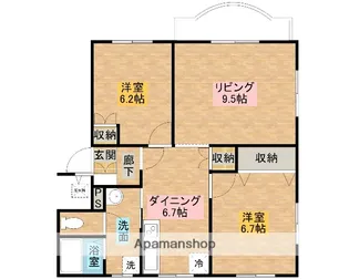 HIRUNE HEIGHTS【201号室】の間取り