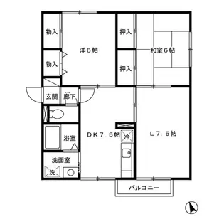 トゥインクルコート桑原 A【1階】の間取り