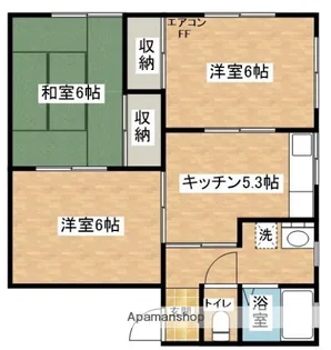 パープルⅡ【2-2号室】の間取り