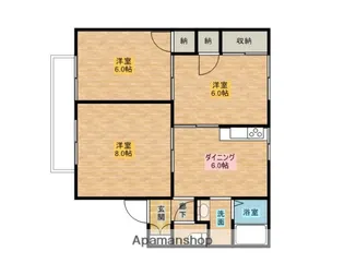 タウンハウス上の町B【2階】の間取り