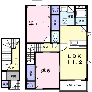 グランベル B【2階】の間取り