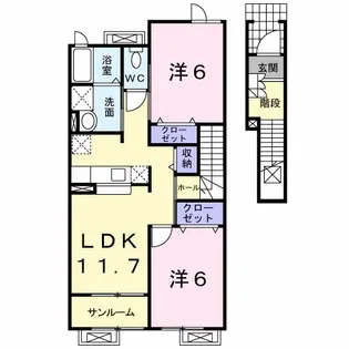 クローバーⅡ【2階】の間取り